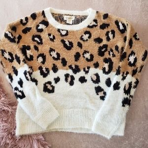 Leopard print fuzzy sweater
